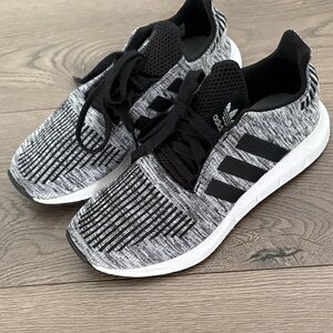 adidas Kids Black White Knit Athletic Sneakers